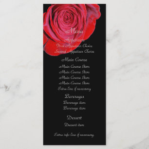 Single Red Rose Wedding Menu