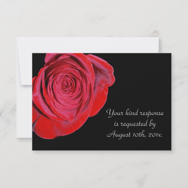 Single Red Rose Wedding RSVP Card (Front)