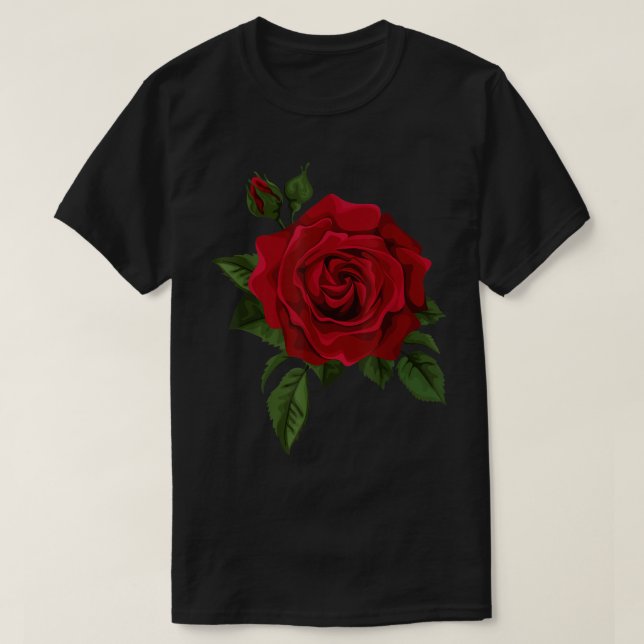 Single Red Roses Flower of Cute Red Roses Flower G T-Shirt (Design Front)