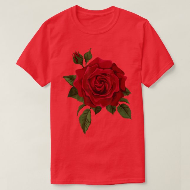 Single Red Roses Flower of Cute Red Roses Flower G T-Shirt (Design Front)