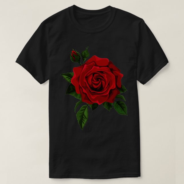 Single Red Roses Flower of Cute Red Roses Flower G T-Shirt (Design Front)