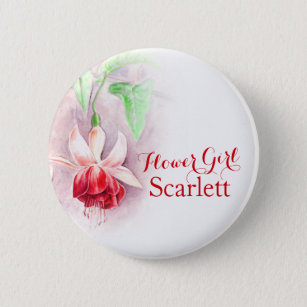 Single red tulip flower girl wedding pin / button