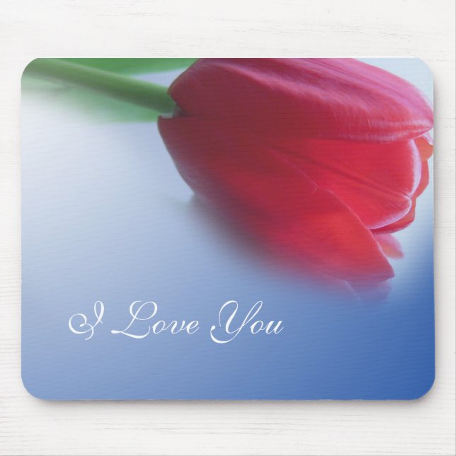 Single red tulip flower mouse mat (Front)