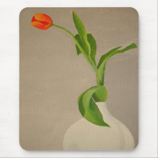 Single Red Tulip In A White Vase Mouse Mat