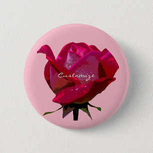 single red valentine rose 6 cm round badge