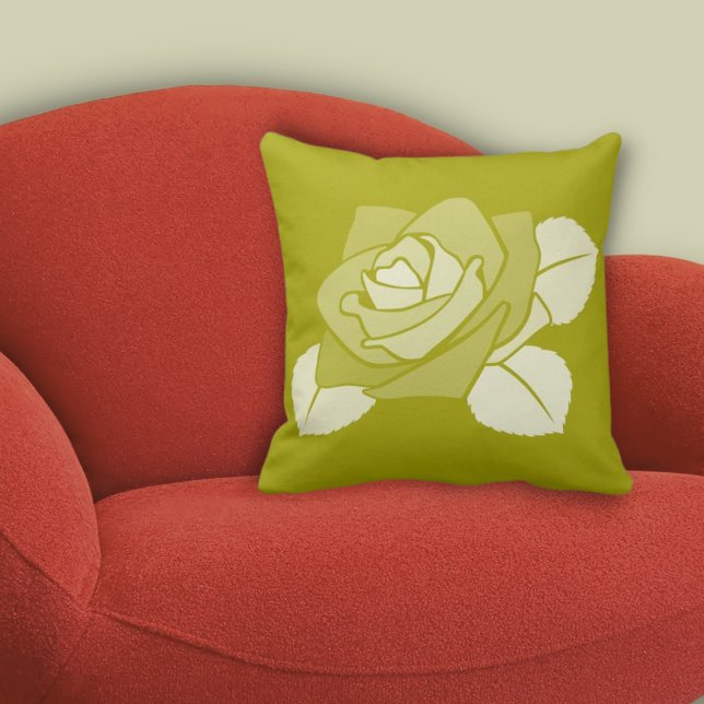Single Rose Citron-Yellow Floral Pattern Cushion (Single Rose Citron-Yellow Floral Pattern Throw Pillow, Home & Living)