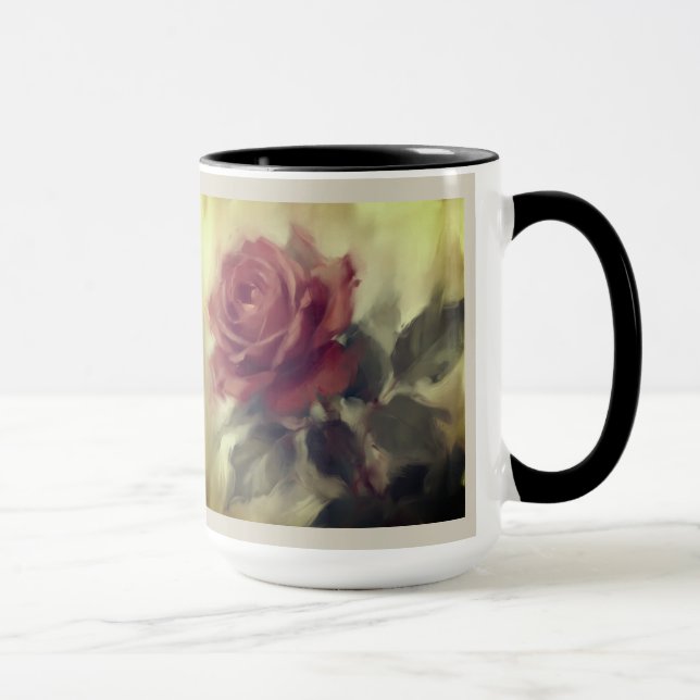"Single Rose Oil Painting"  Mug (Right)