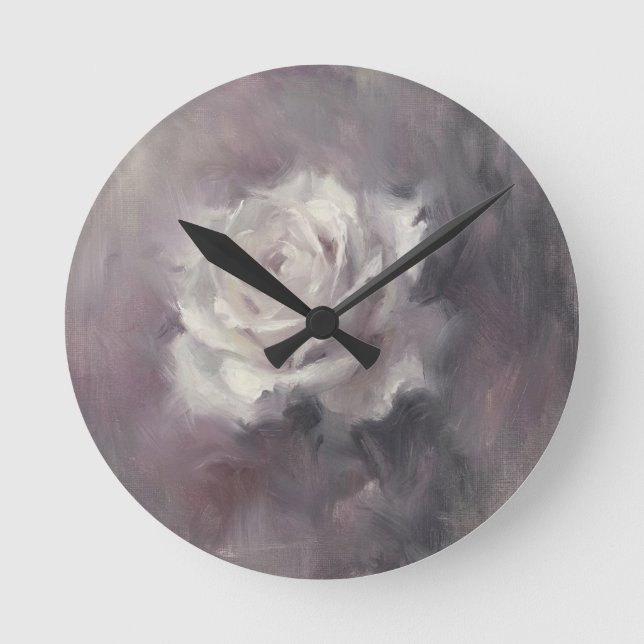 "Single Rose Oil Painting" Round Clock (Front)