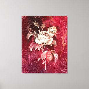 SINGLE ROSE on Red Background Canvas Print