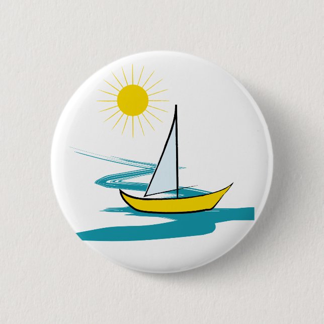 Single sailboat 6 cm round badge (Front)