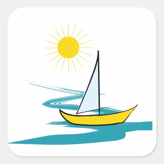 Single sailboat square sticker (Front)