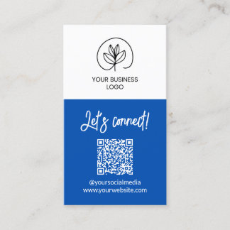 Single Sided Blue Let's Connect QR Code Business Card