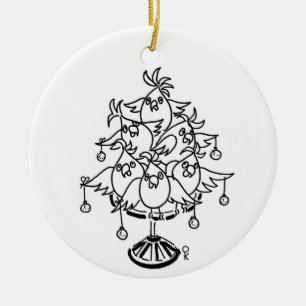 Single sided Cockatoo Christmas Tree Ceramic Tree Decoration