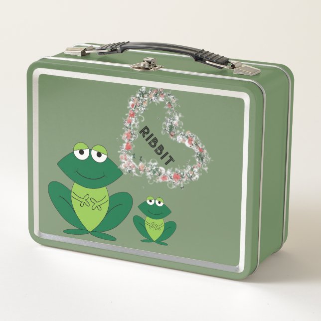 Single Sided Frog and Floral Lover Metal Lunchbox (Front)