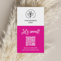 Single Sided Fuchsia Let's Connect QR Code