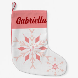 Single Sided Joy Pink Snowflake Small Christmas Stocking