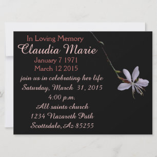 single small flower funeral invitation