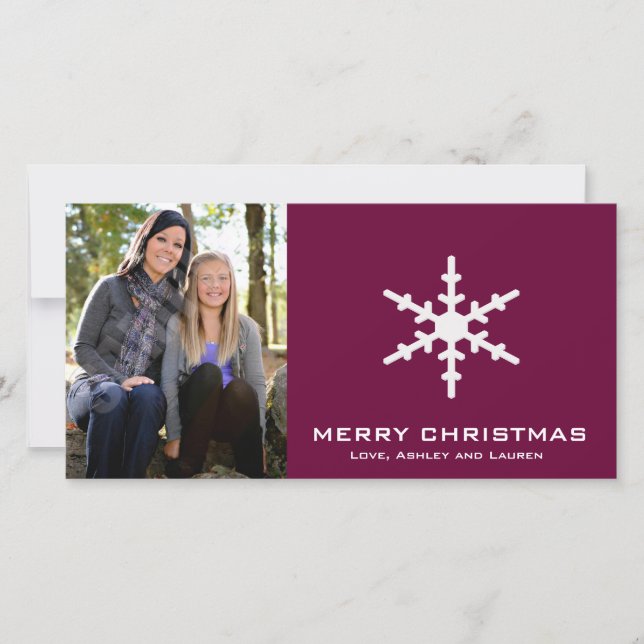 Single Snowflake with Customisable Colours Holiday Card (Front)