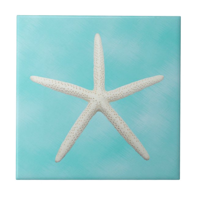 Single Starfish on Aqua Blue Tile (Front)