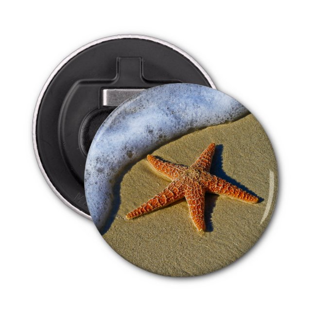 Single Starfish on Beach Bottle Opener (Front)