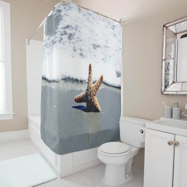 Single Starfish Washed Ashore Shower Curtain (In Situ)