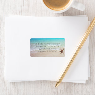 Single Starfish Wide Beach Scene Address Labels