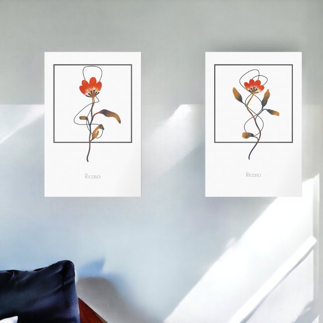 Single Stem Flowers with Abstract Detail (Single Stem Flowers with Abstract Detail Wall Art Sets from Ricaso)
