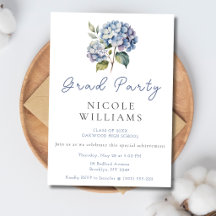 Single Stem Hydrangea Grad Party Invitation