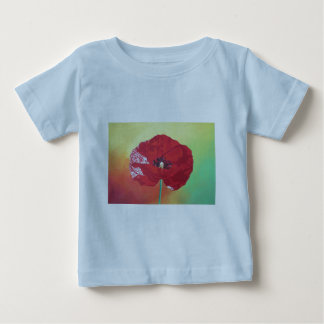 Single Stem Poppy On Red Green And Orange Backgrou Baby T-Shirt