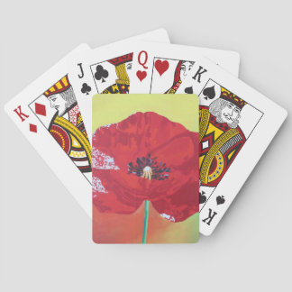 Single Stem Poppy On Red Green And Orange Backgrou Playing Cards