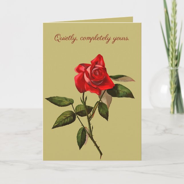 Single Stem Red Rose Isolated Vector Art Card (Front)