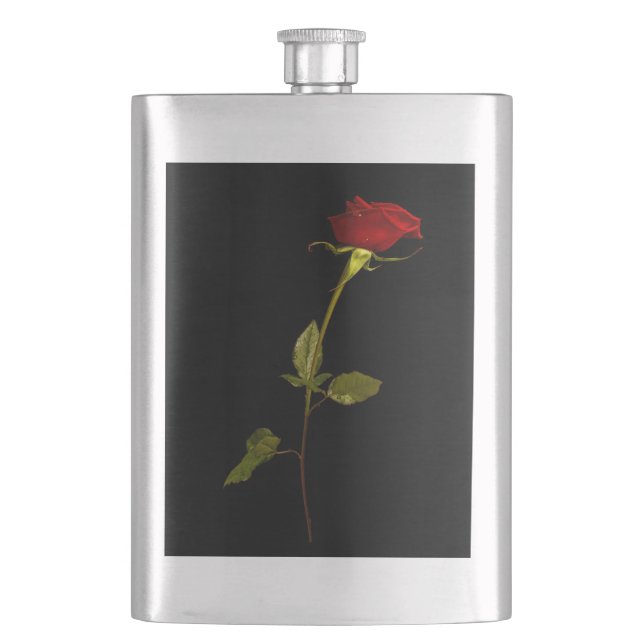 Single Stem Rose Hip Flask (Front)