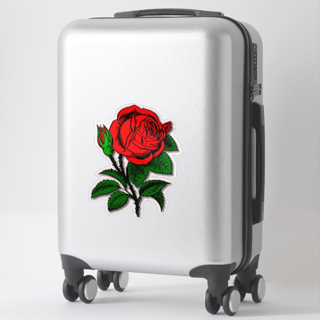 Single Stem Vintage Red Rose Flower (Suitcase)