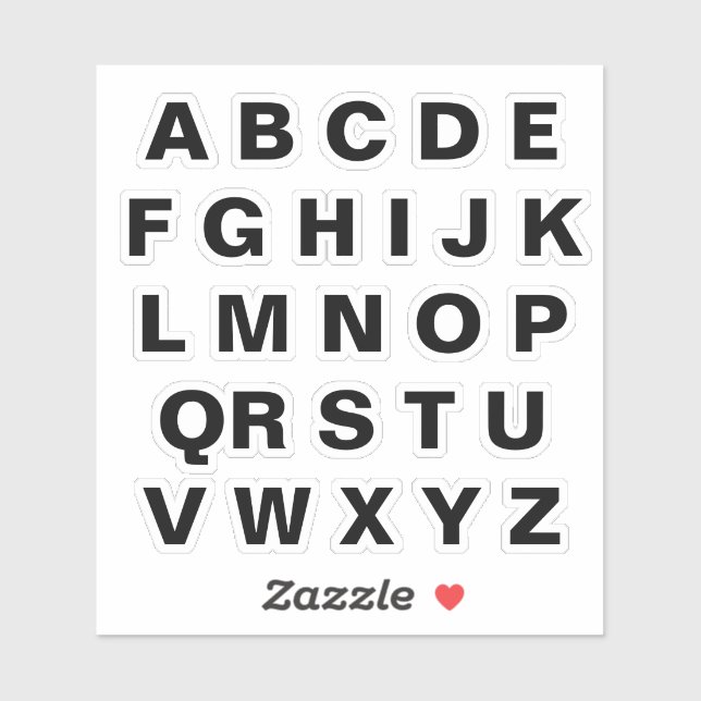 Single Stick Alphabet Stickers (Sheet)
