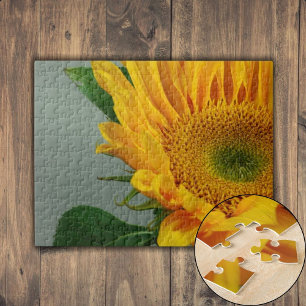 Single Sunflower against Pale Background Jigsaw Puzzle