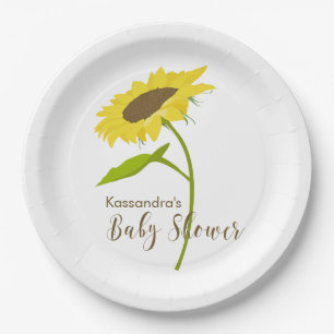 Single Sunflower Baby Shower Plates