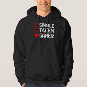 Single Taken Gamer Valentine's Day Gaming Heart Fu Hoodie