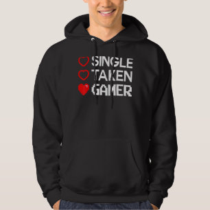 Single Taken Gamer Valentine's Day Gaming Heart Fu Hoodie