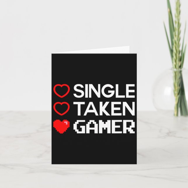 Single Taken Gamer Valentines Day Gaming Heart Fun Card (Front)