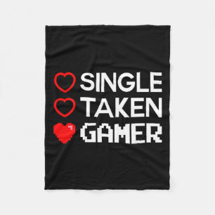 Single Taken Gamer Valentines Day Gaming Heart Fun Fleece Blanket