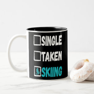 Single Taken Skiing Skier Winter Snow Sports Two-Tone Coffee Mug