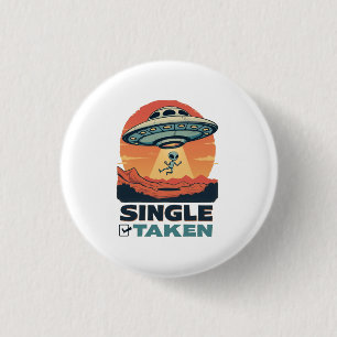 Single Taken Spaceship Abducting Alien Valentine 3 Cm Round Badge