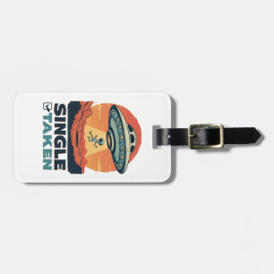 Single Taken Spaceship Abducting Alien Valentine Luggage Tag