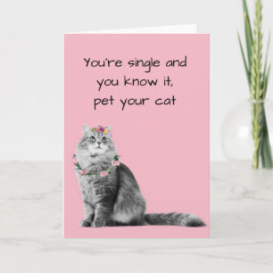 Single Valentine's Day Cat Lover Funny Card