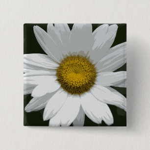 Single White Daisy 15 Cm Square Badge