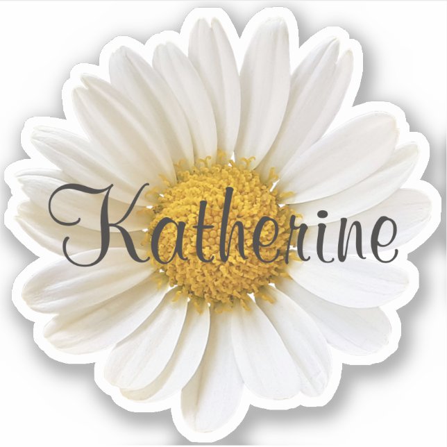 Single White Daisy Custom Name Personalised Floral (Front)