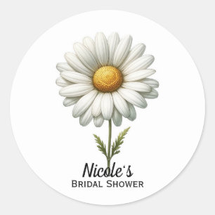 Single White Daisy Flower  Classic Round Sticker