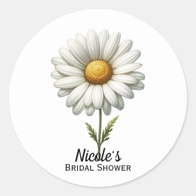 Single White Daisy Flower  Classic Round Sticker (Front)
