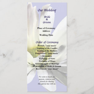 Single White Daisy Wedding Program Programme