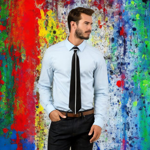 Single White Stripe on Black Tie